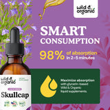 Wild & Organic Skullcap Tincture 500mg bottle with measuring dropper