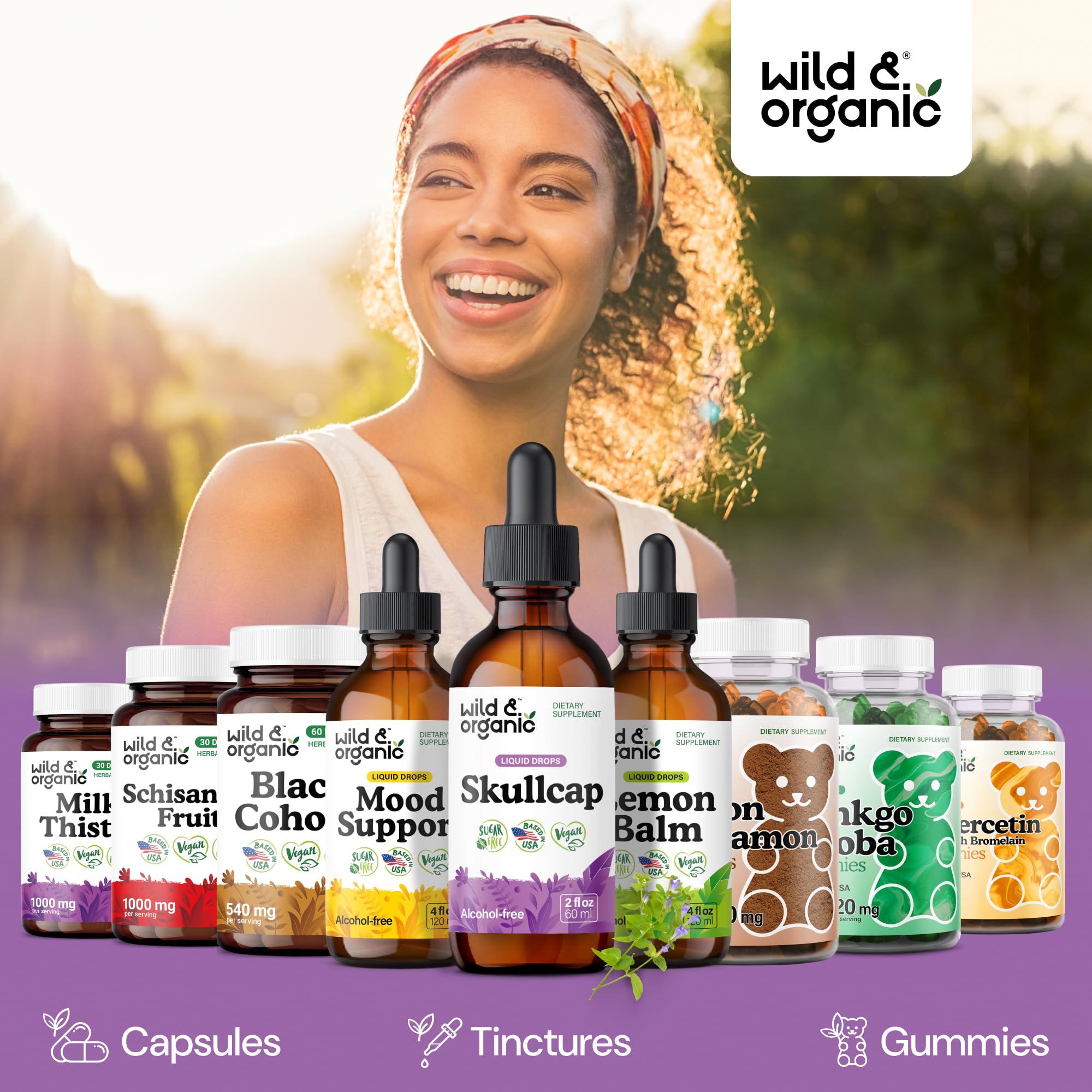 Wild & Organic Skullcap Tincture 500mg ingredients list