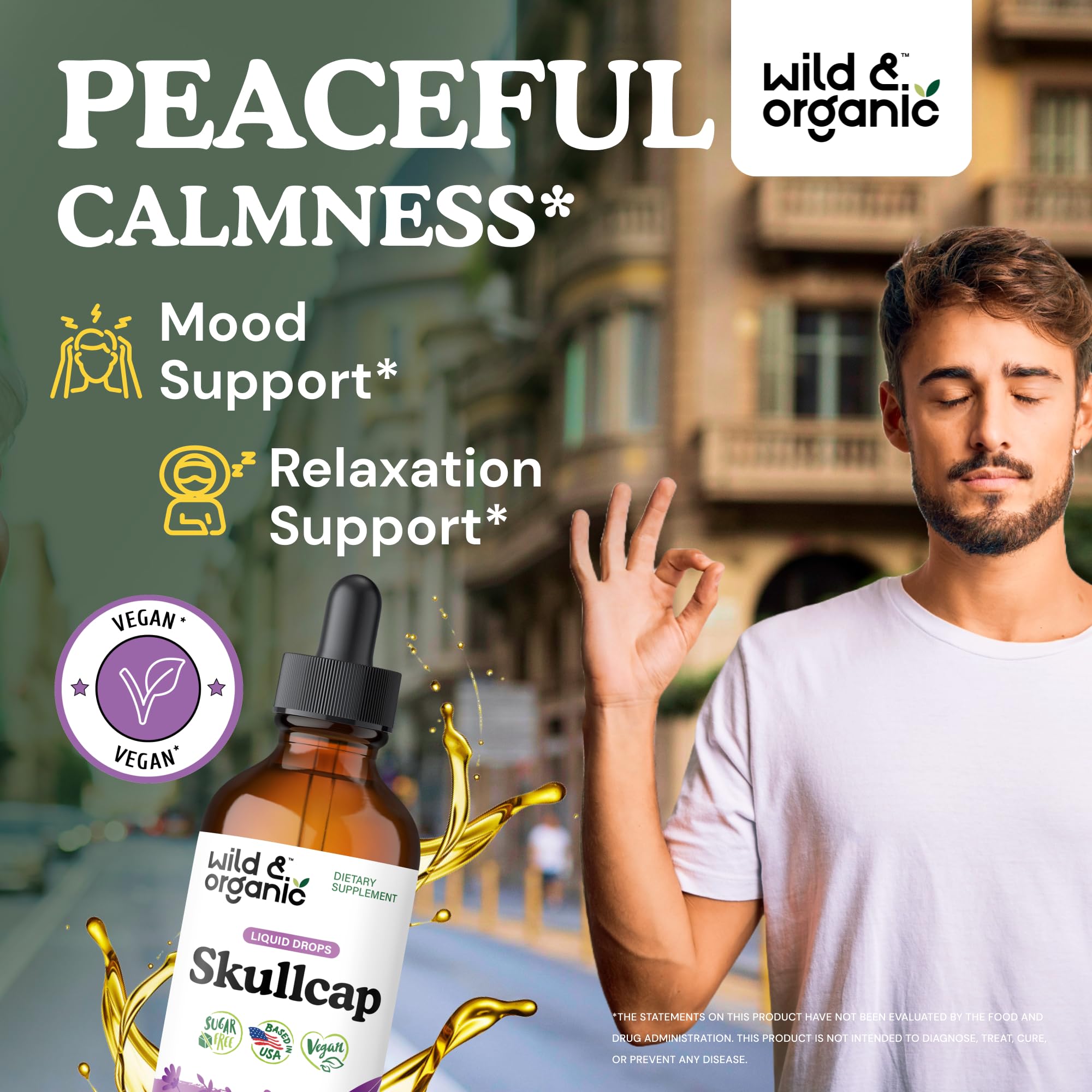 Wild & Organic Skullcap Tincture bottle with label