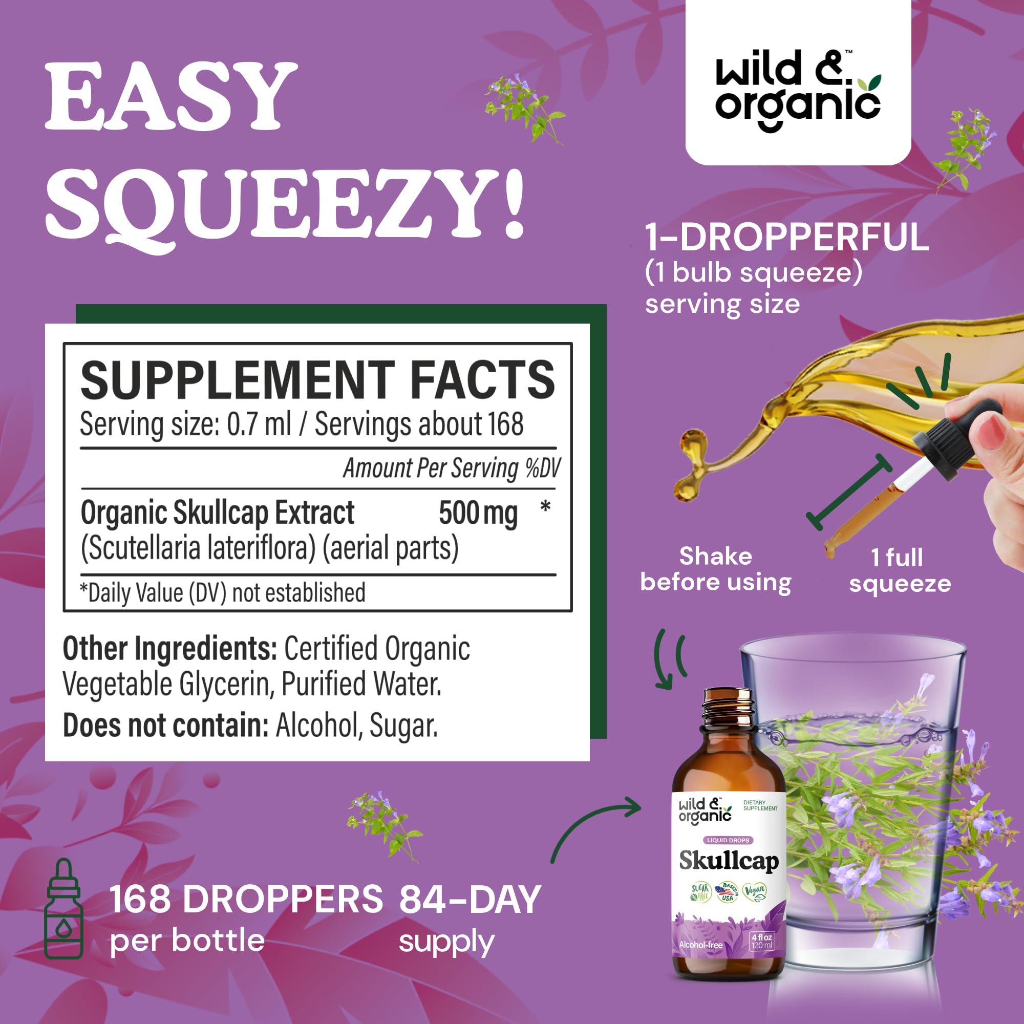 Wild & Organic Skullcap Tincture dropper close-up