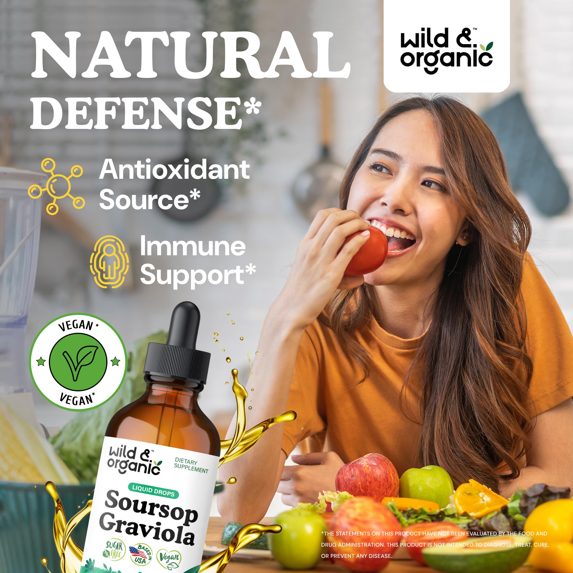 Wild & Organic Soursop Tincture 4 fl. oz. bottle with dropper