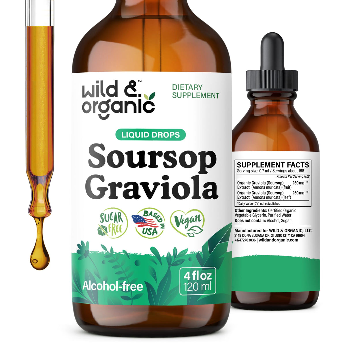 Wild & Organic Soursop Tincture 4 fl. oz. front view