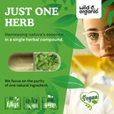 Wild & Organic Spearmint Leaf Capsules 1000mg on a wooden table