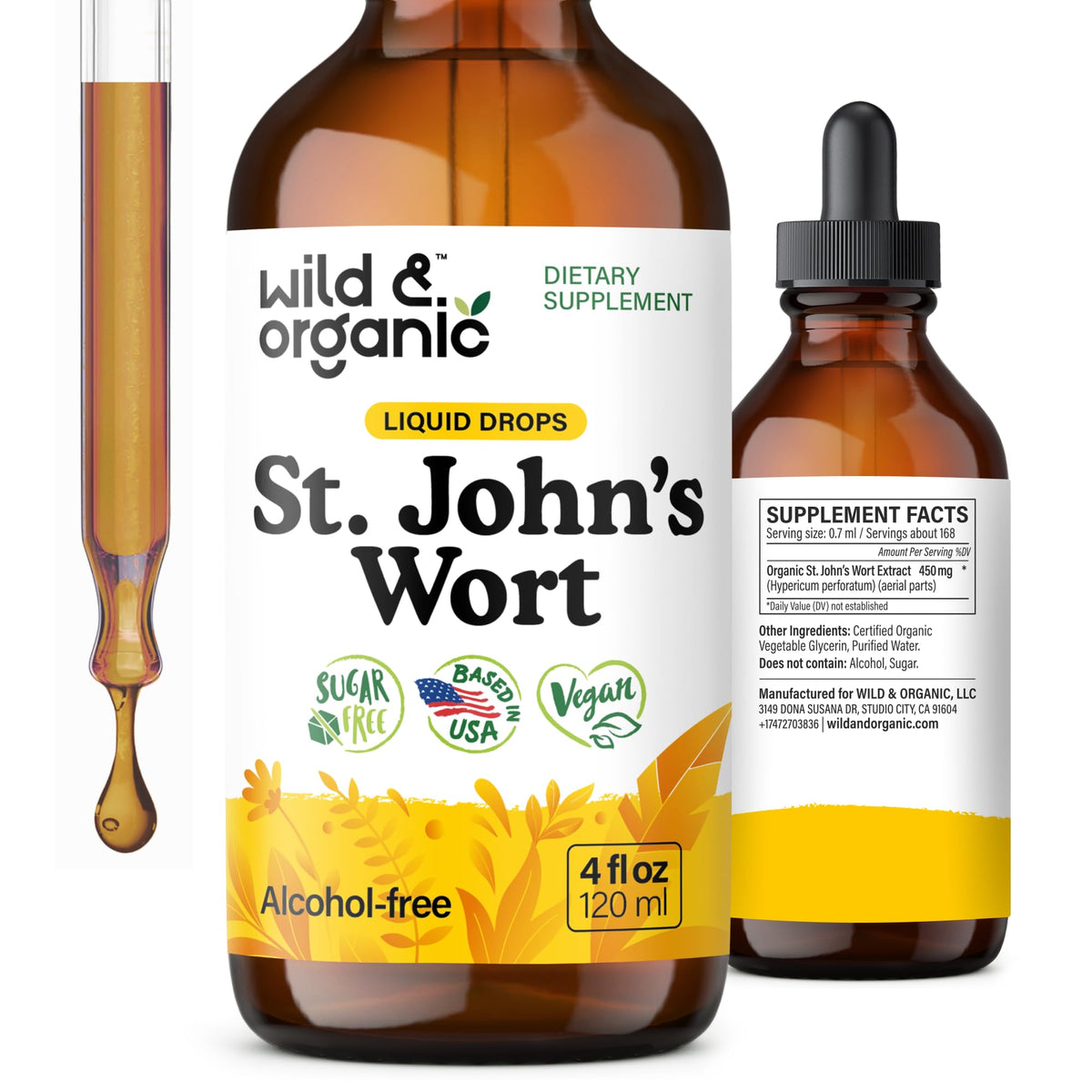 Wild & Organic St. John's Wort Tincture 4 fl. oz. front view