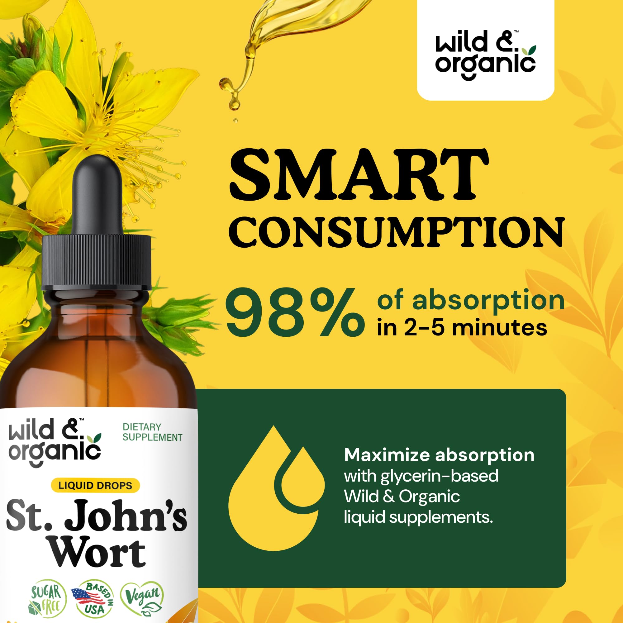 Wild & Organic St. John's Wort Tincture with dropper