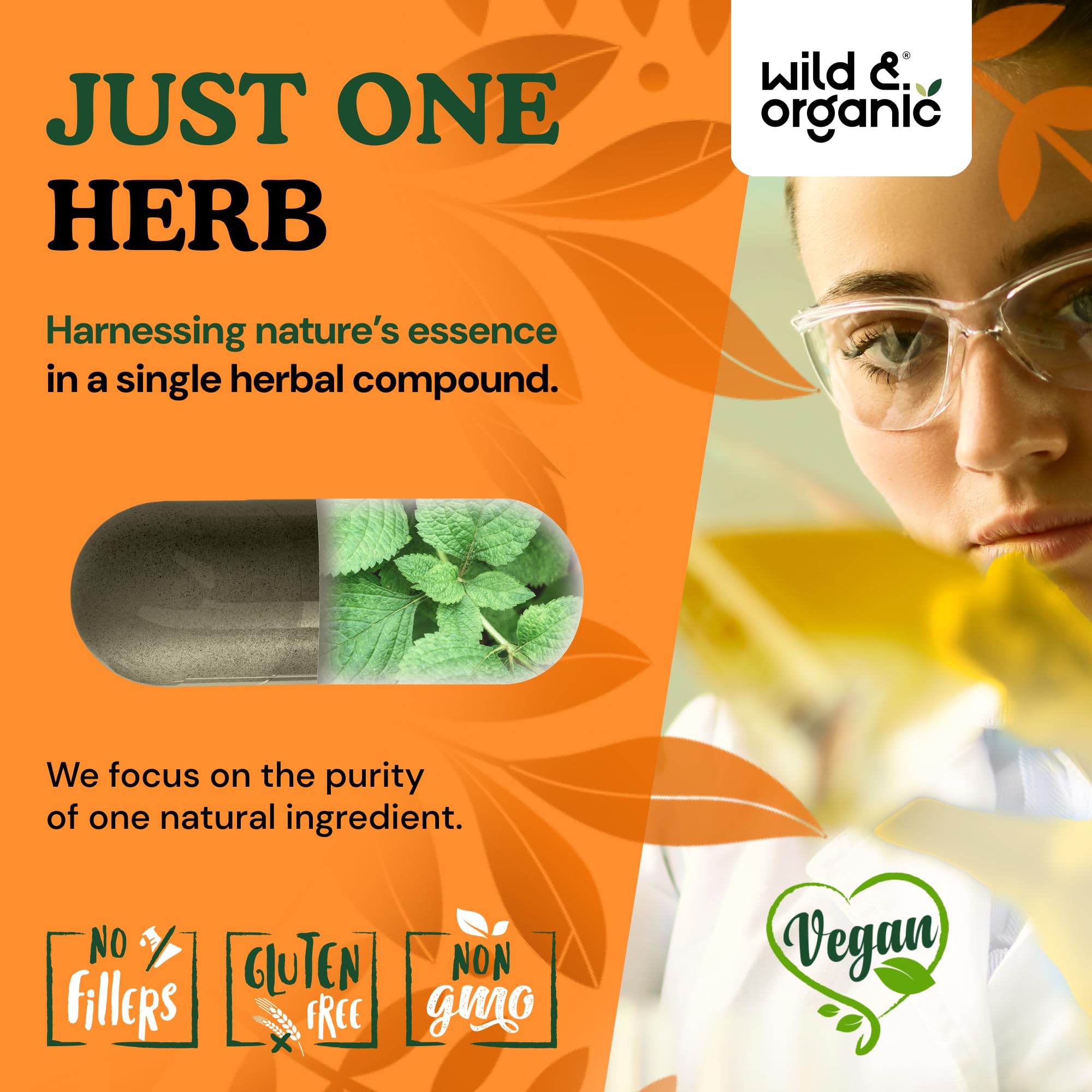 Wild & Organic Stinging Nettle Capsules 1000mg side view
