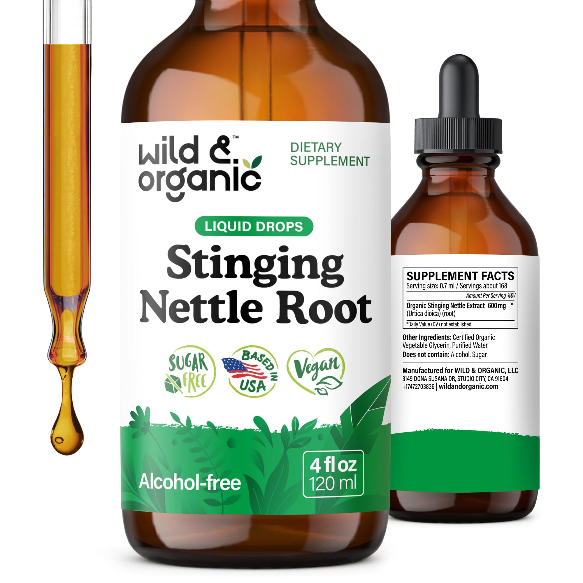 Wild & Organic Stinging Nettle Tincture 4 fl. oz. front view