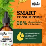 Wild & Organic Stinging Nettle Tincture 600mg in a glass