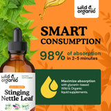 Wild & Organic Stinging Nettle Tincture 600mg label close-up