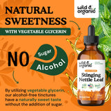 Wild & Organic Stinging Nettle Tincture 600mg on wooden surface