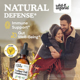 Wild & Organic Turkey Tail Mushroom Tincture bottle with label