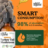 Wild & Organic Turkey Tail Mushroom Tincture on a wooden table