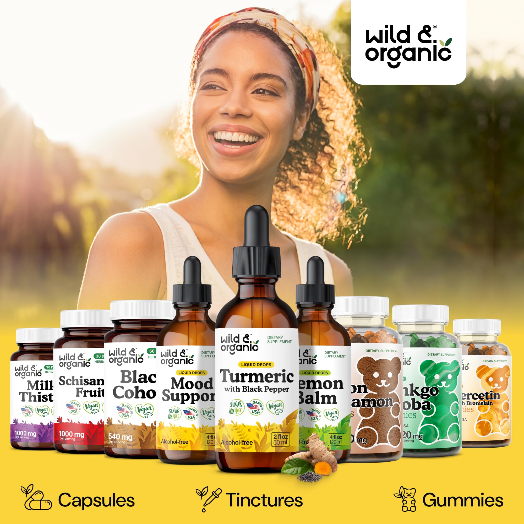 Wild & Organic Turmeric Curcumin Liquid Drops 720mg in a lifestyle setting