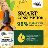Wild & Organic Turmeric Curcumin Liquid Drops 720mg with ingredients