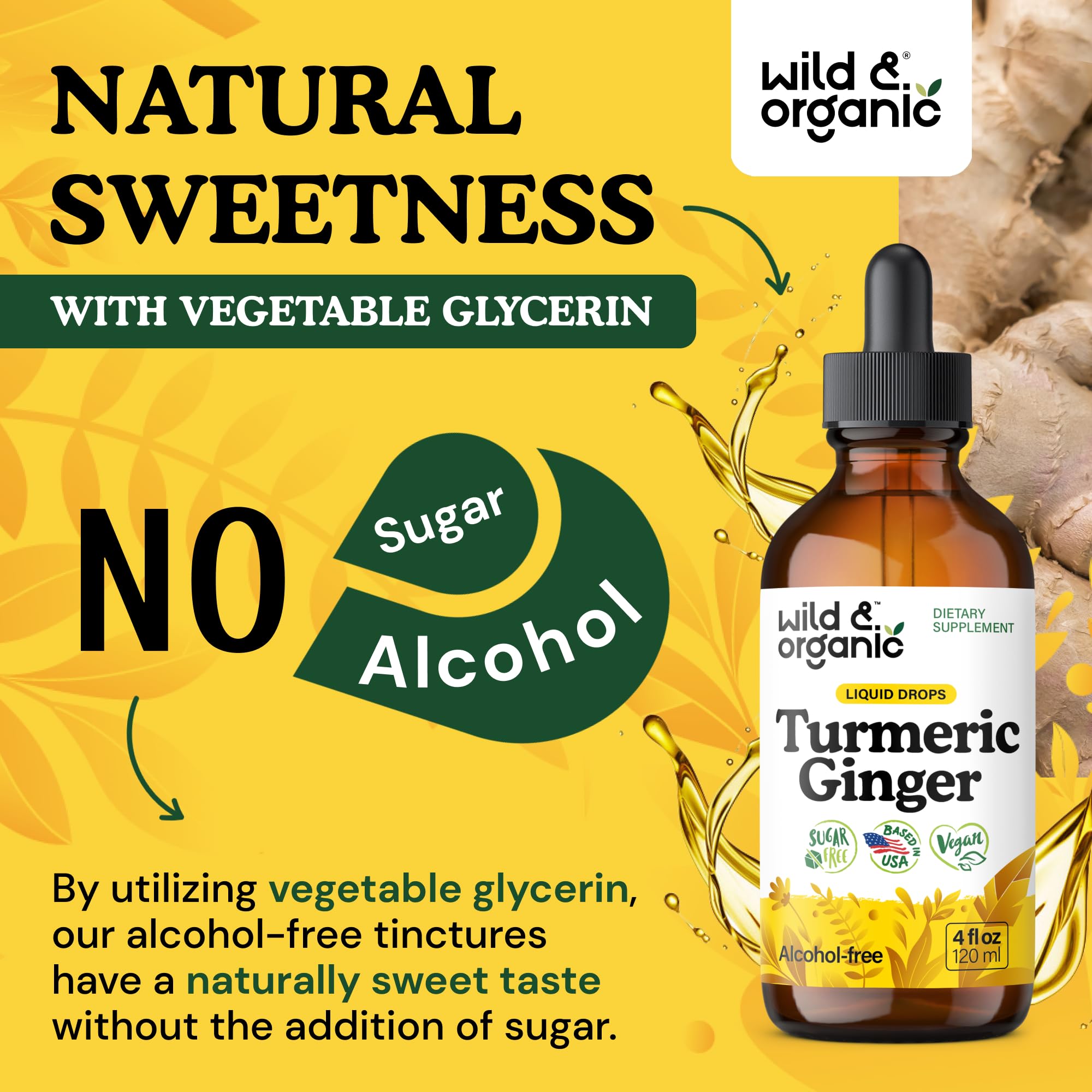 Wild & Organic Turmeric Ginger Black Pepper Supplement back view
