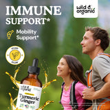 Wild & Organic Turmeric Ginger Black Pepper Supplement bottle side view