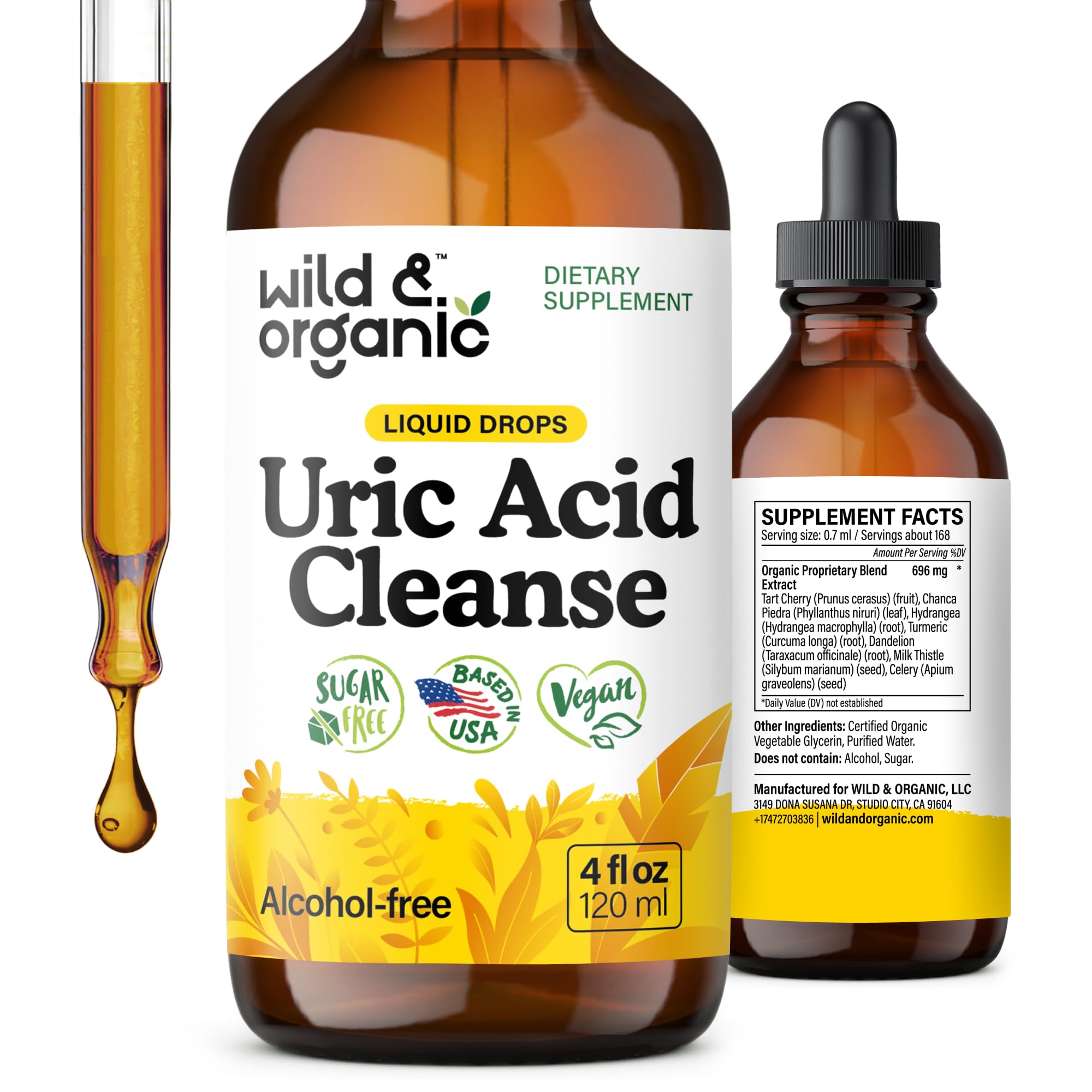 Wild & Organic Uric Acid Support Tincture 4 fl. oz. front view