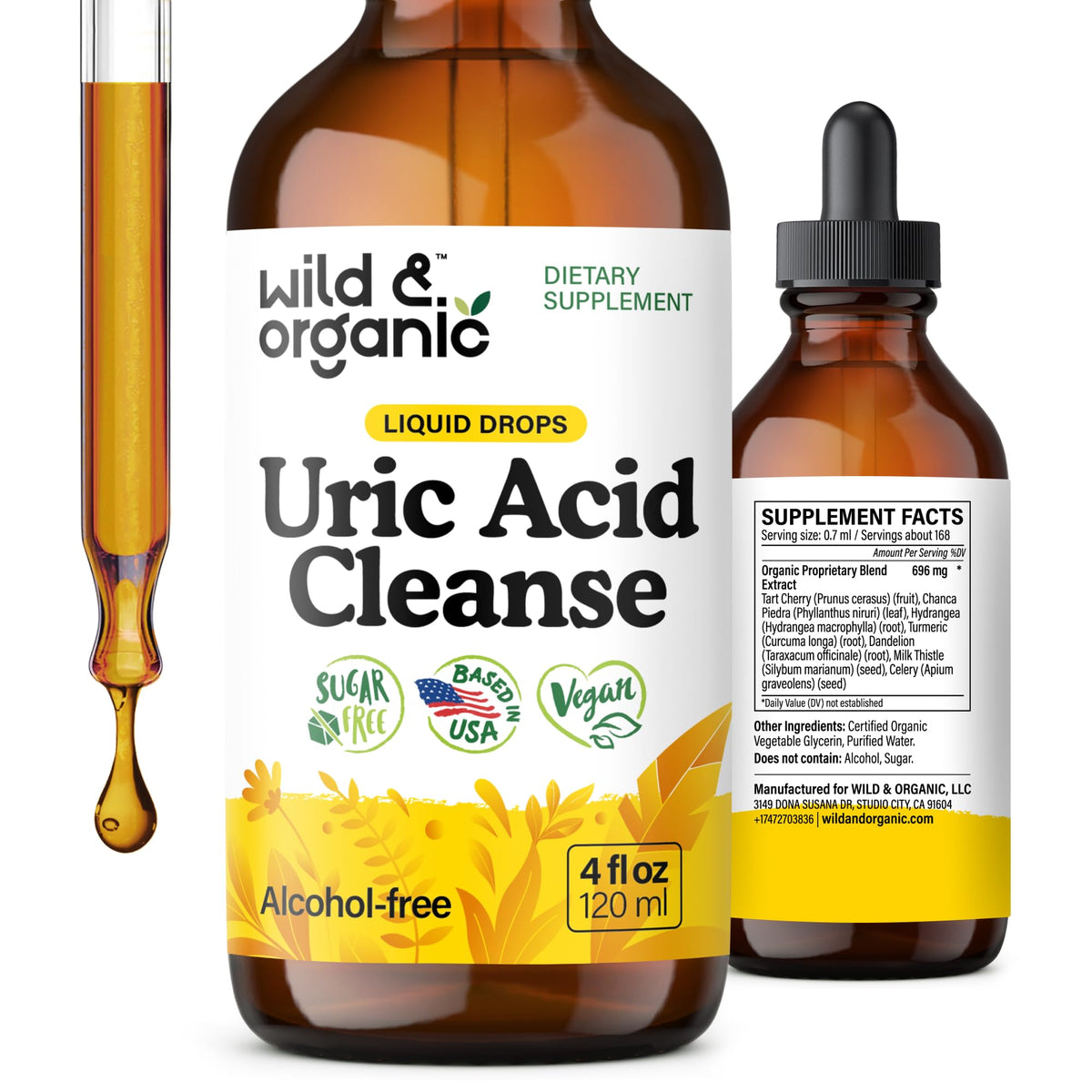 Wild & Organic Uric Acid Support Tincture 4 fl. oz. front view