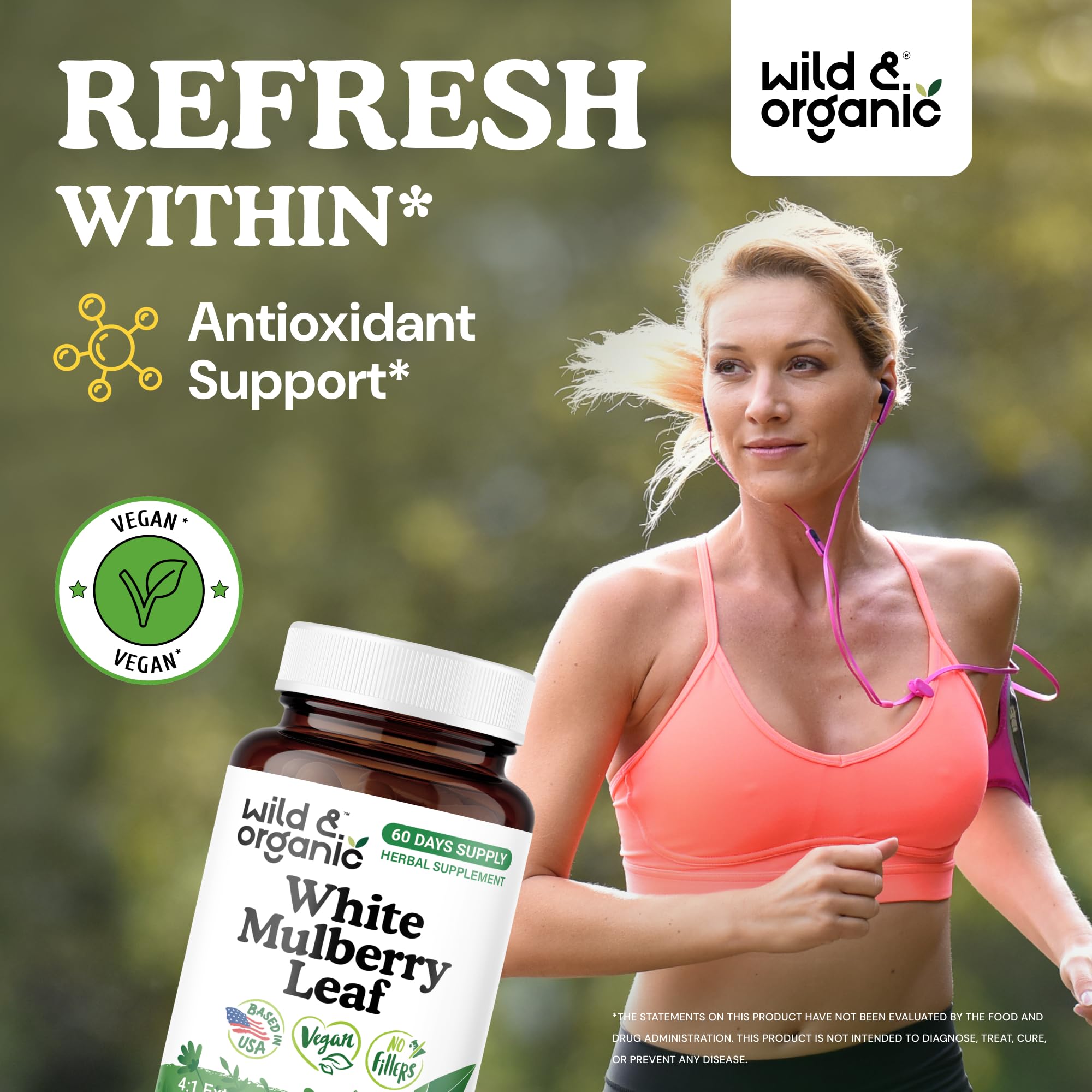 Wild & Organic White Mulberry Capsules 500mg side view