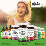 Wild & Organic White Mulberry Leaf Capsules showing serving size