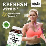 Wild & Organic White Mulberry Leaf Capsules side view showing label
