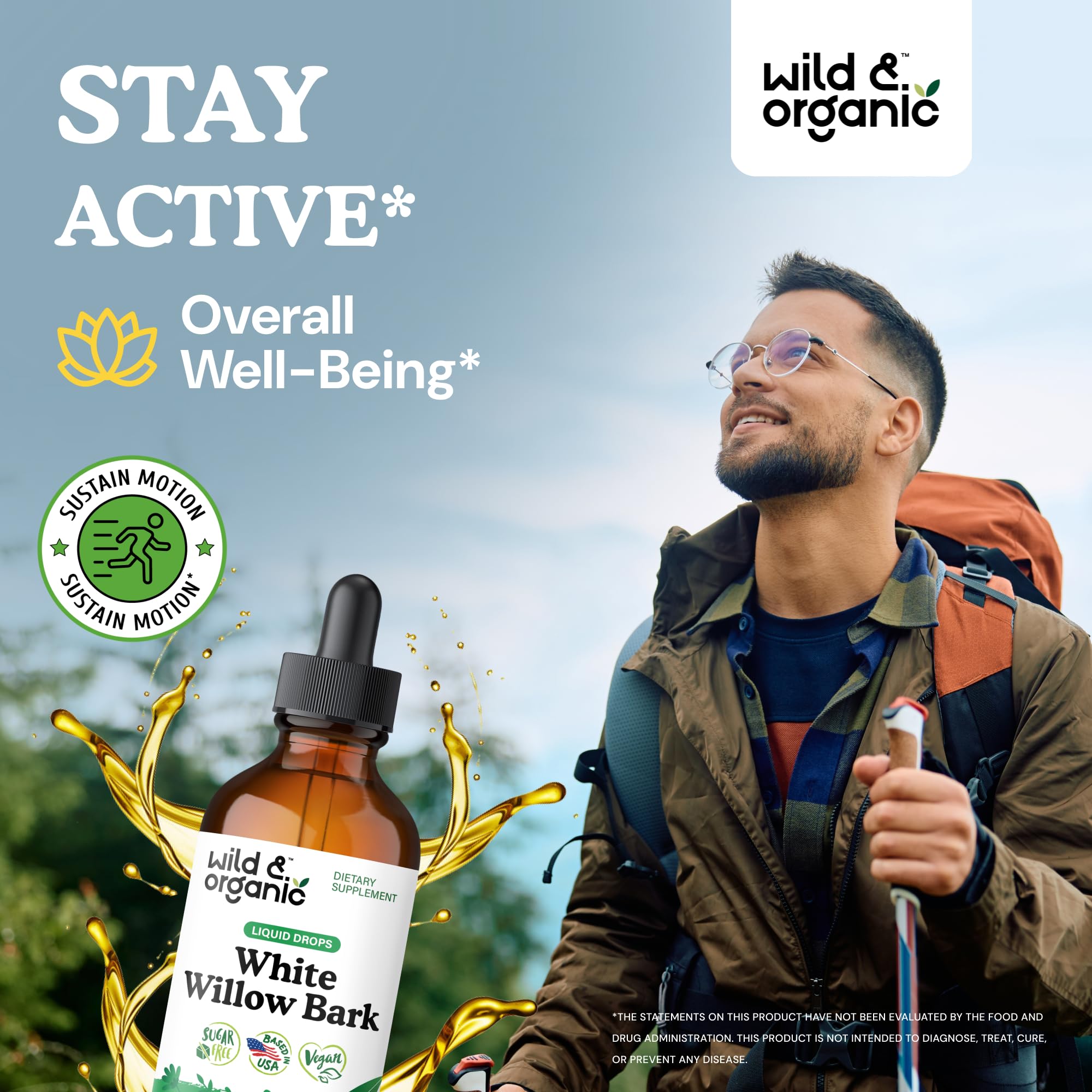 Wild & Organic White Willow Bark Tincture label close-up