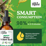 Wild & Organic White Willow Bark Tincture showing 500mg dosage