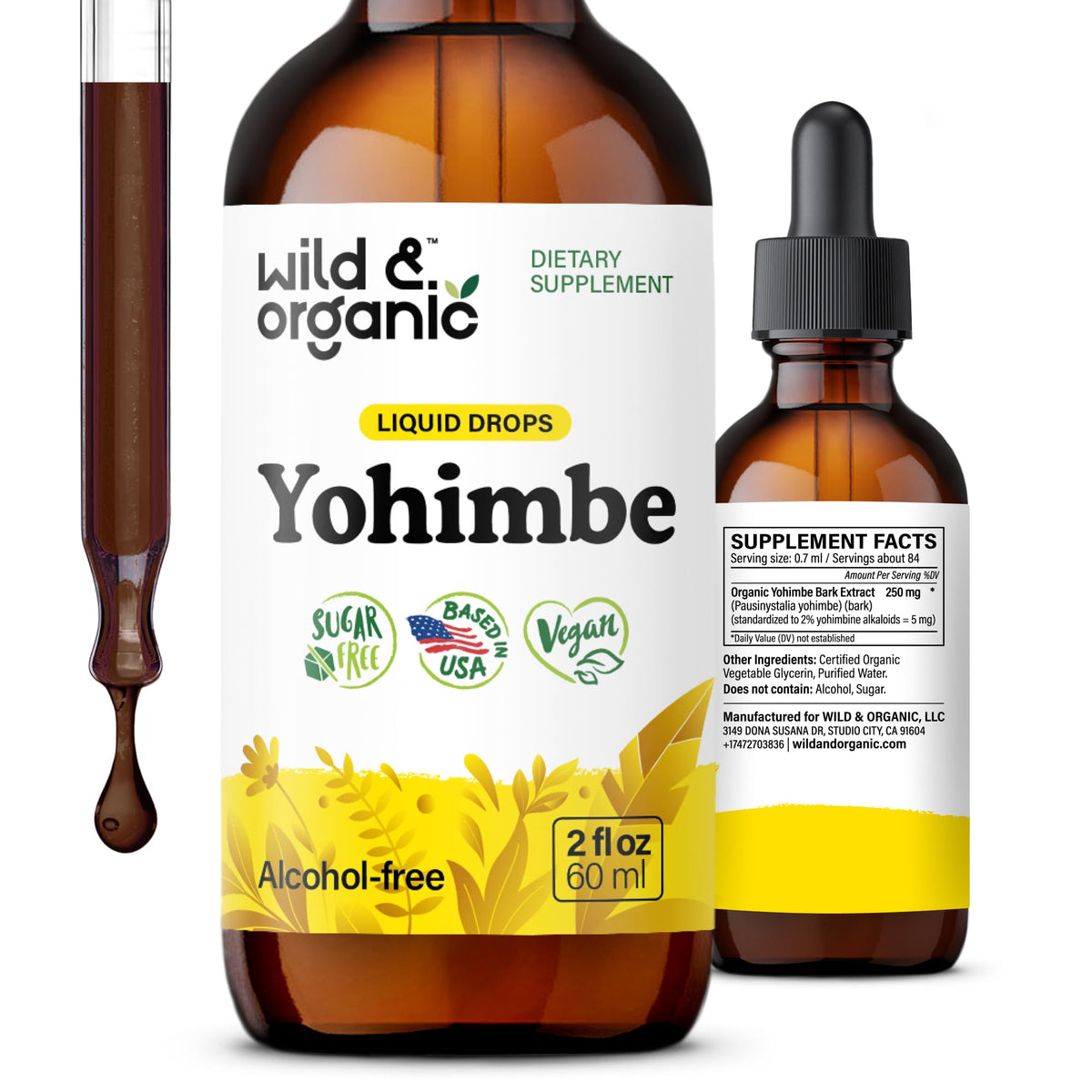 Wild & Organic Yohimbe Drops 250mg front view