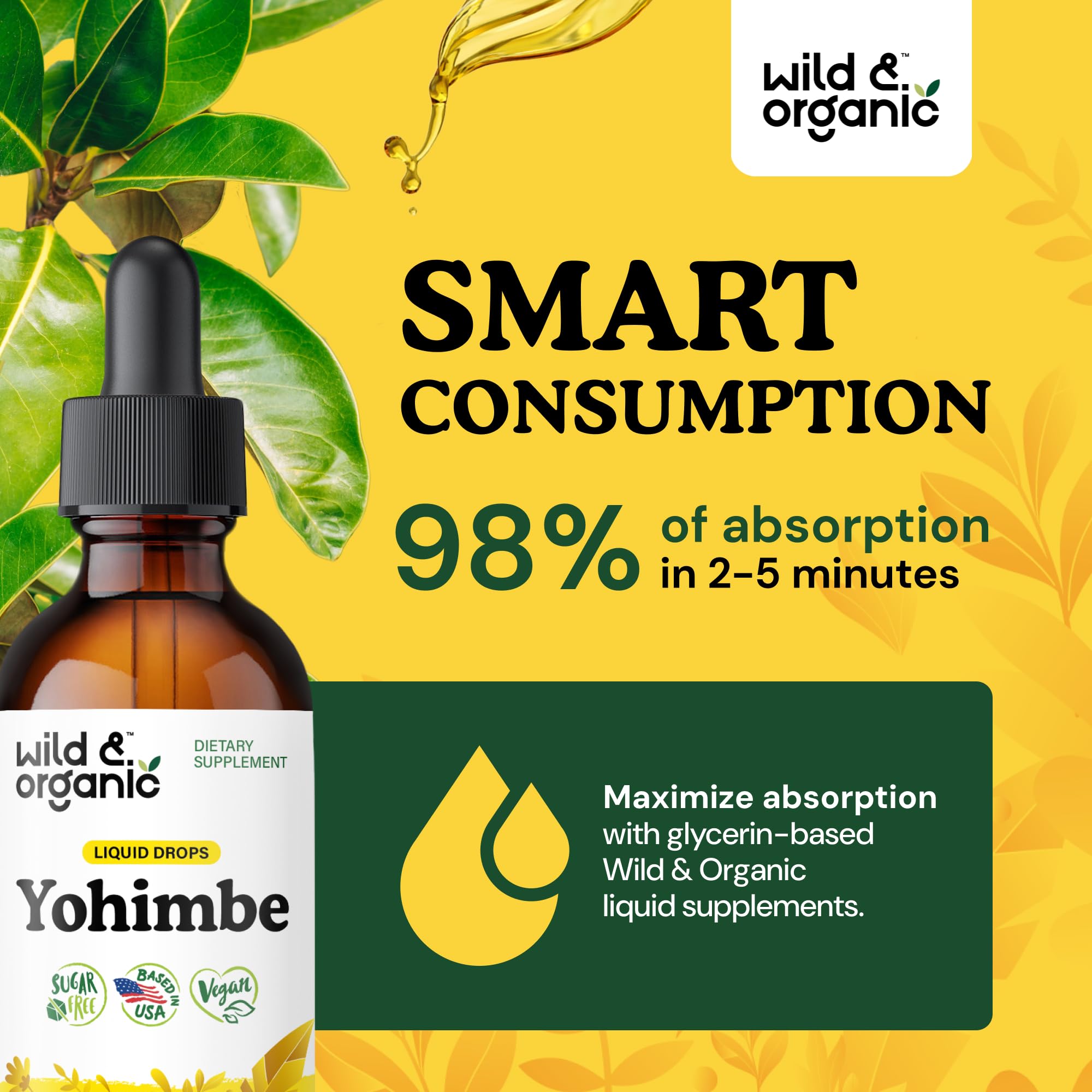Wild & Organic Yohimbe Drops 250mg with measuring dropper