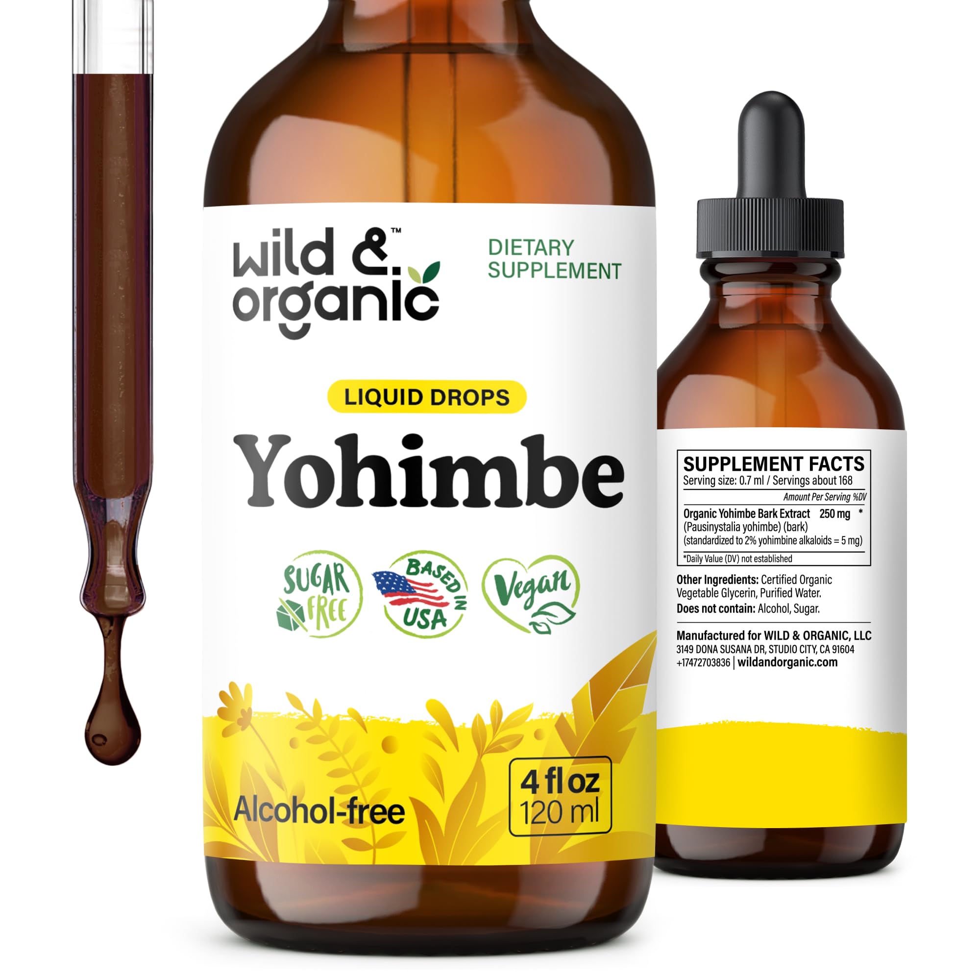 Wild & Organic Yohimbe Drops 4 fl. oz. bottle front view