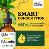 Wild & Organic Yohimbe Drops on wooden background