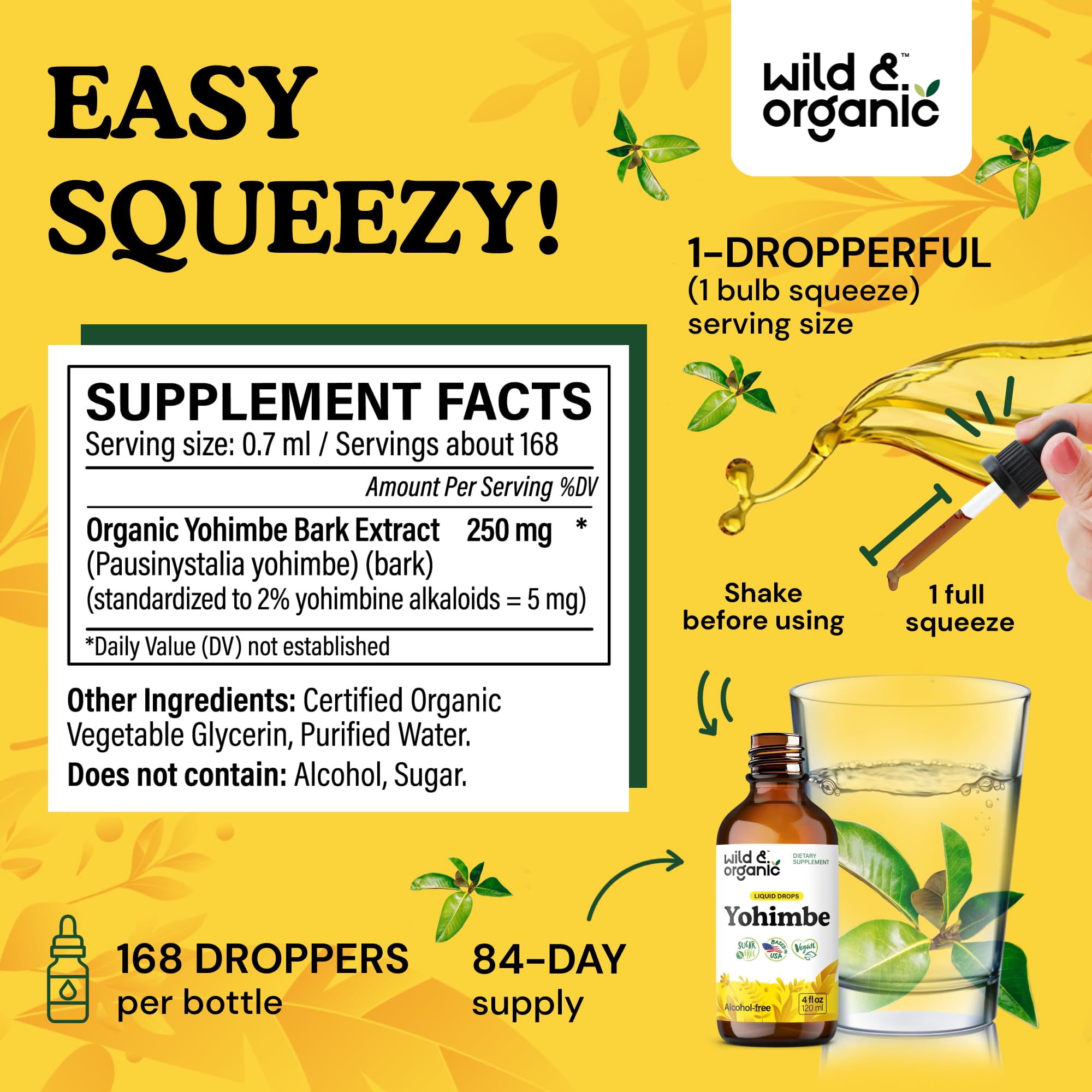Wild & Organic Yohimbe Drops with measuring dropper