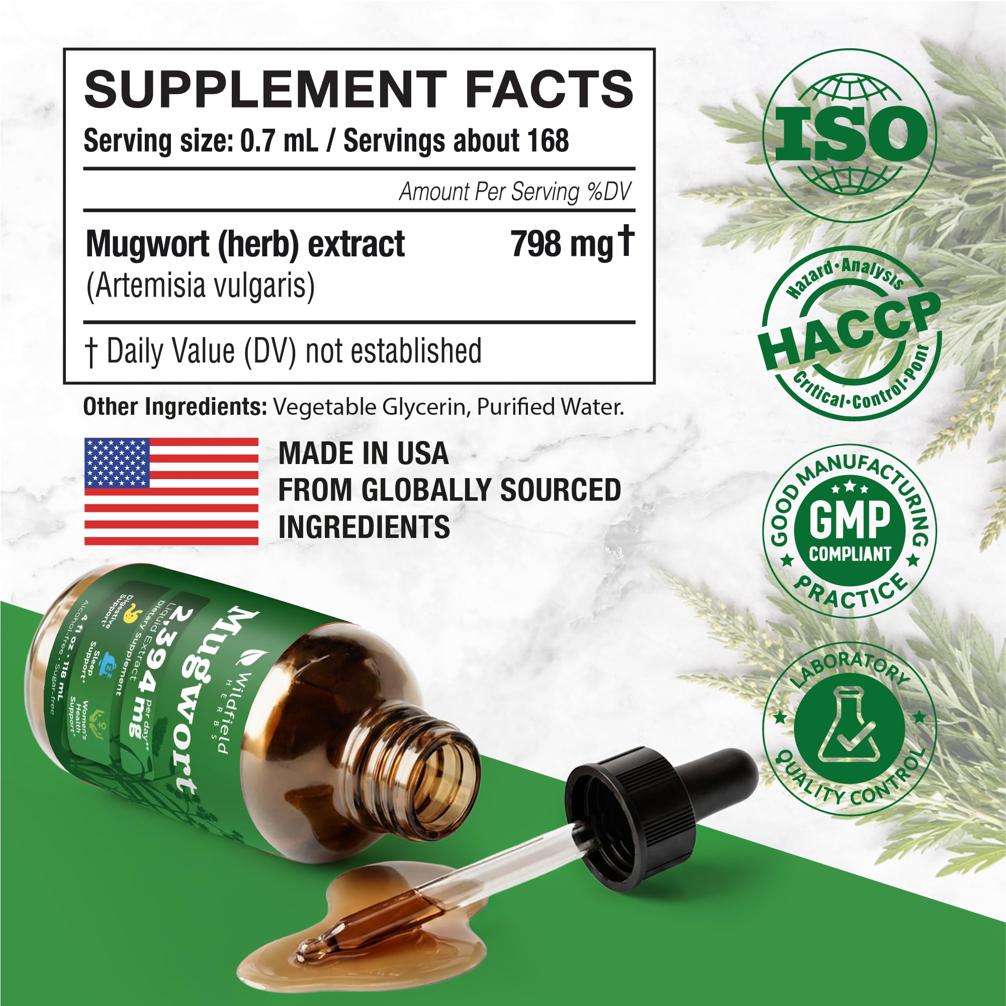 WILDFIELD HERBS Mugwort Herb Drops 209g label close-up