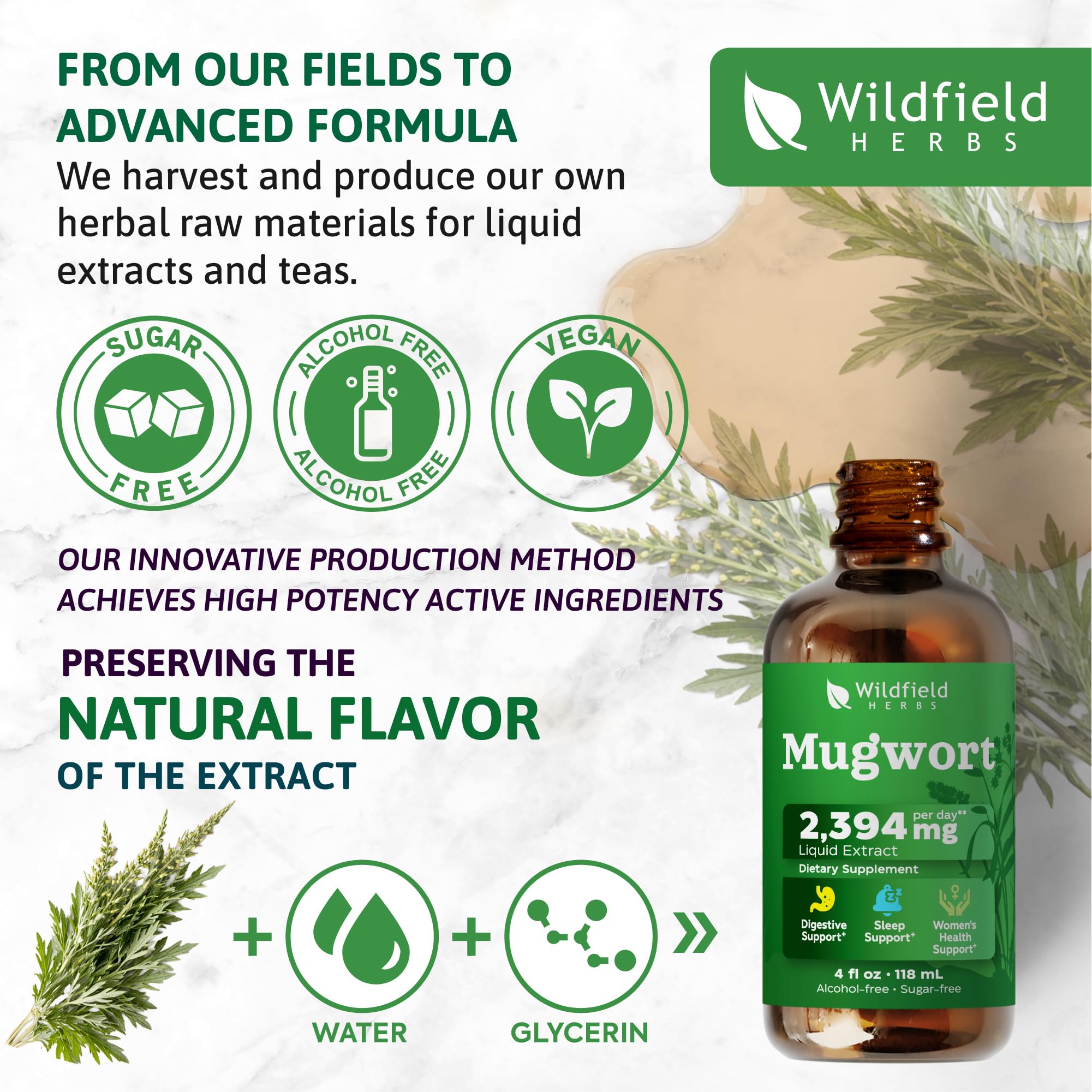 WILDFIELD HERBS Mugwort Herb Drops 209g with water