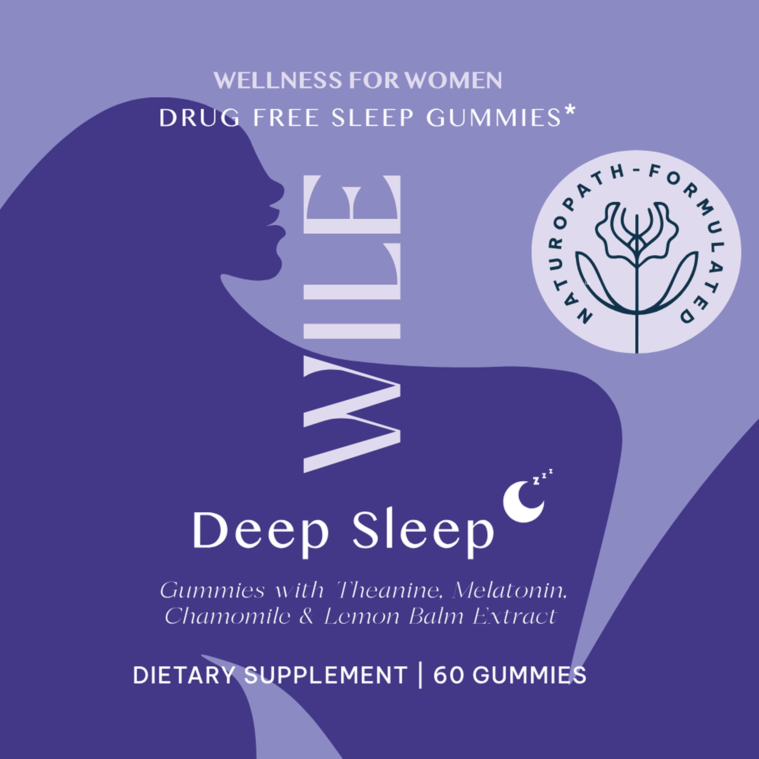 WILE Deep Sleep Gummies nutrition facts close-up