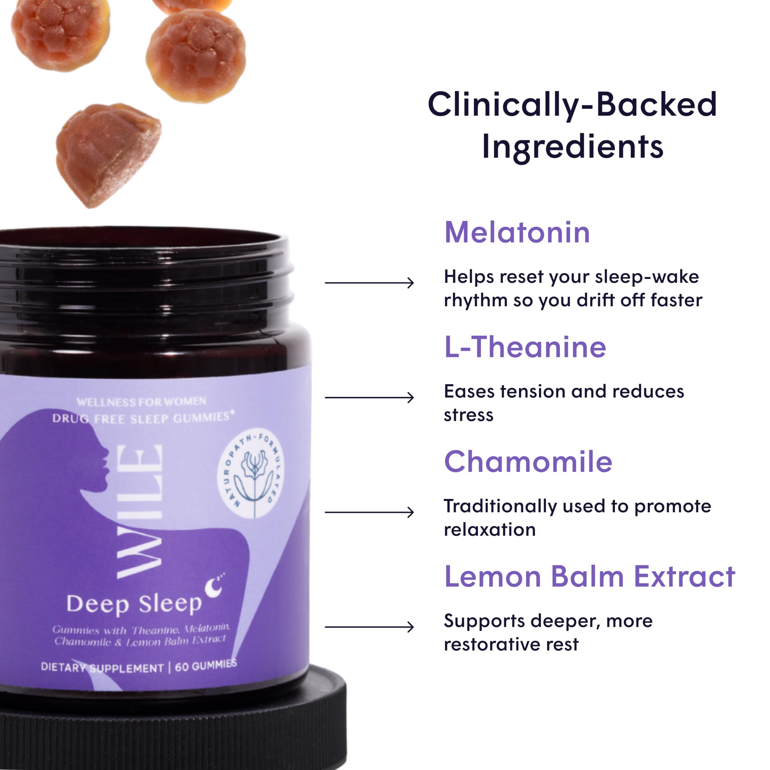 WILE Deep Sleep Gummies with melatonin ingredients list