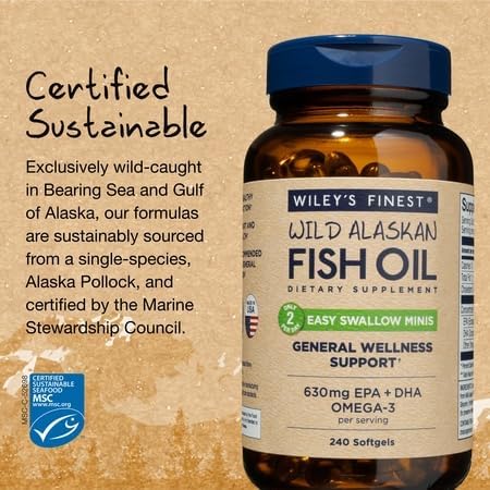 Wiley's Finest Omega-3 Fish Oil Easy Swallow Minis nutritional information