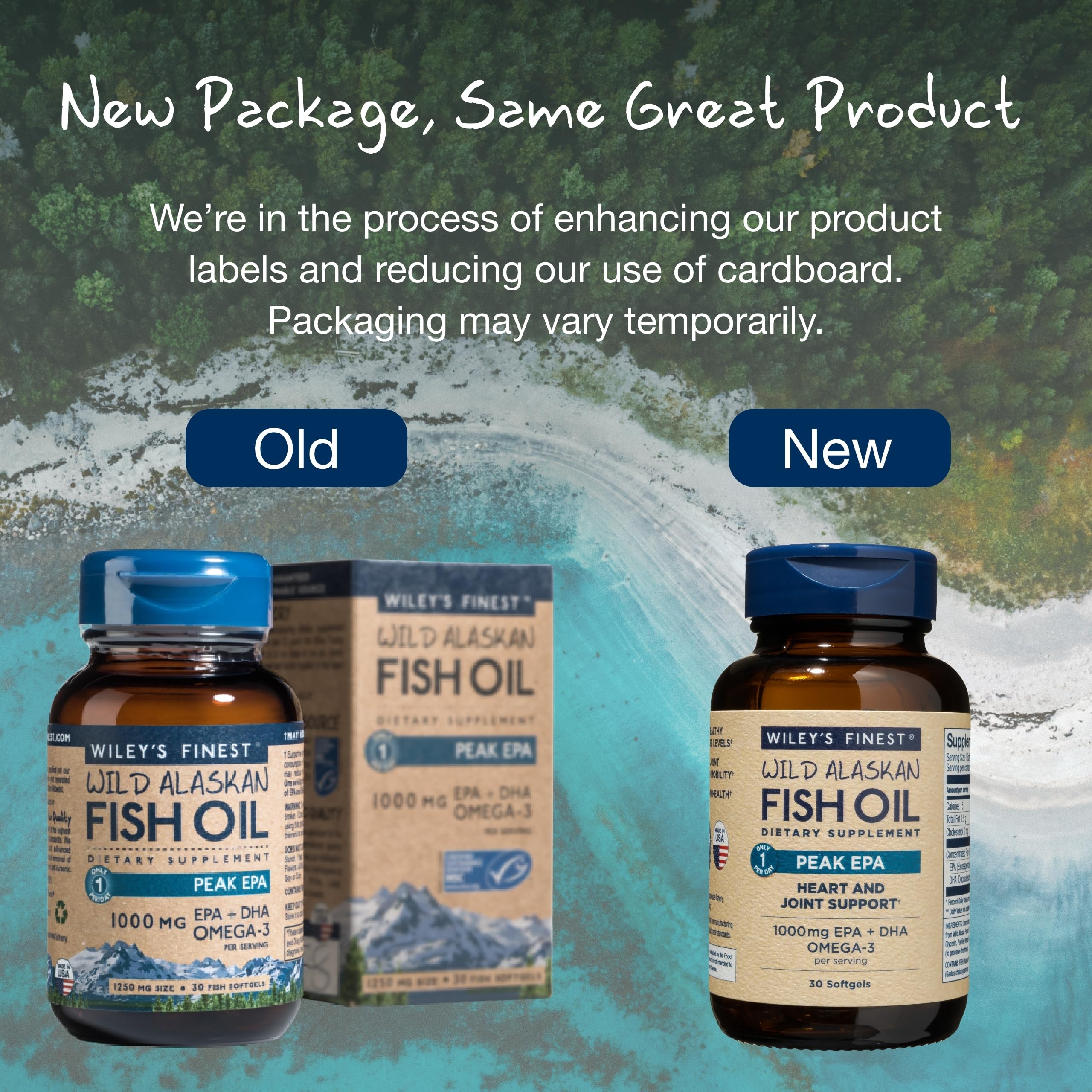 Wiley's Finest Omega-3 Fish Oil Supplement 1000mg with other supplements