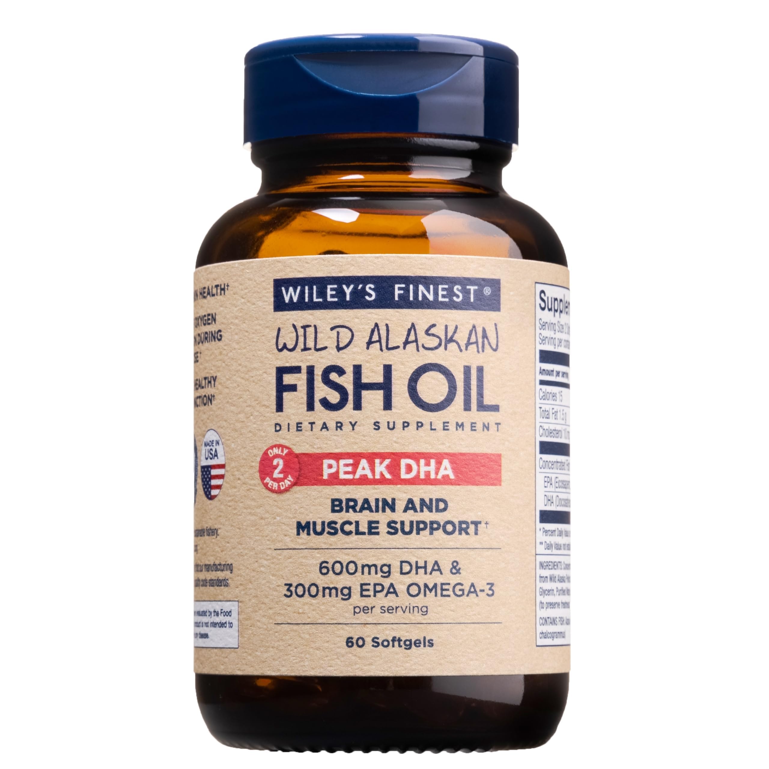 Wiley's Finest Omega-3 Fish Oil Supplement 900mg front view