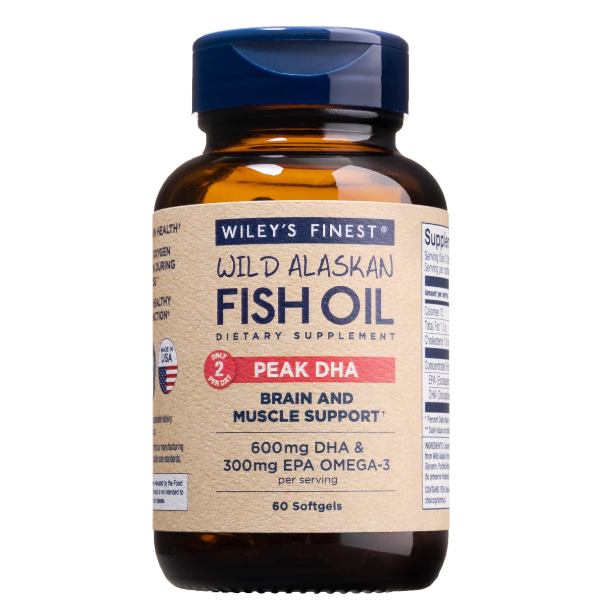 Wiley's Finest Omega-3 Fish Oil Supplement 900mg front view
