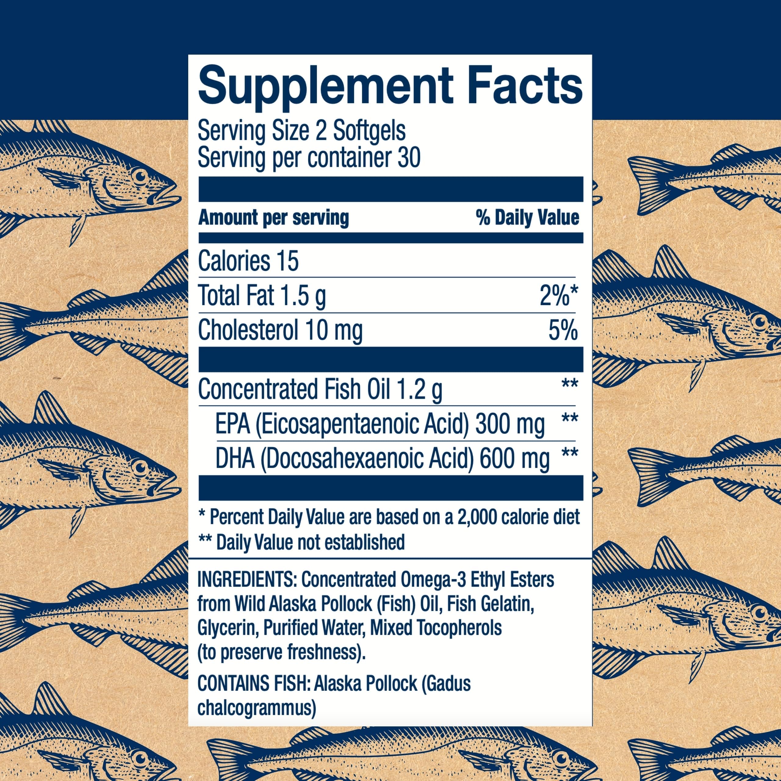 Wiley's Finest Omega-3 Fish Oil Supplement 900mg side view