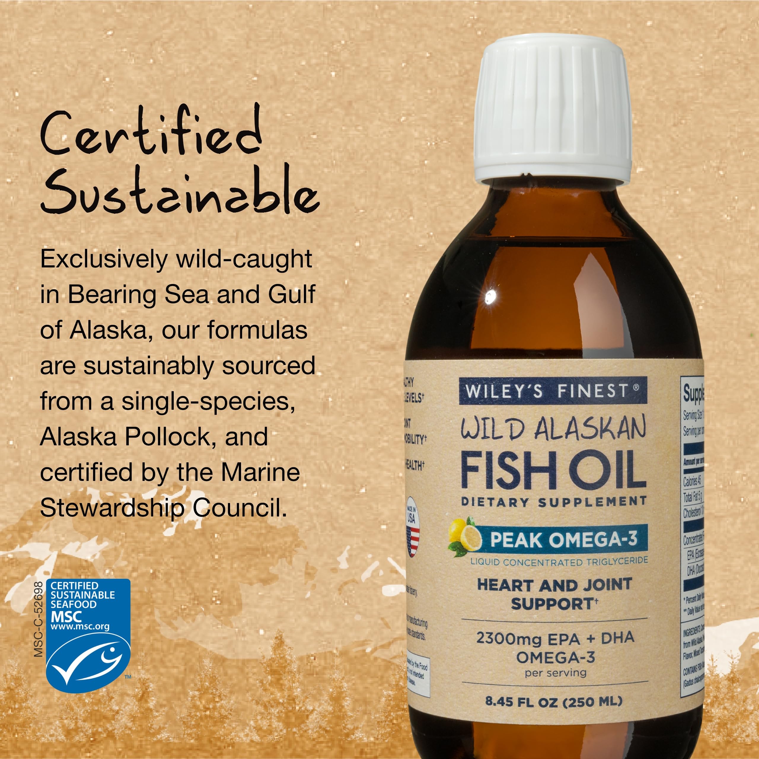 Wiley's Finest Omega-3 Fish Oil Supplement nutritional information