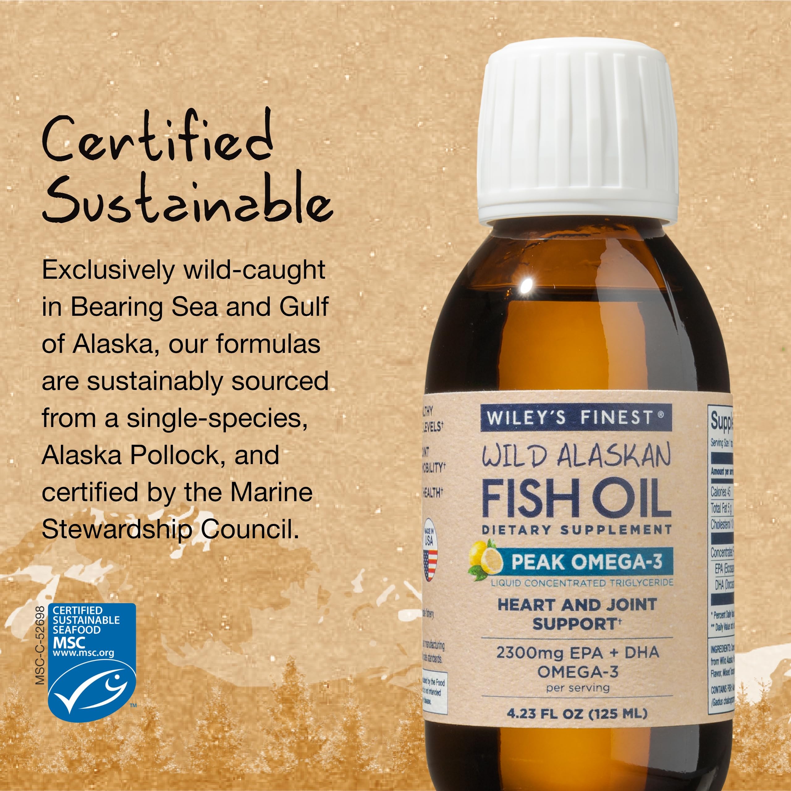 Wiley's Finest Peak Omega-3 Fish Oil Supplement ingredients list