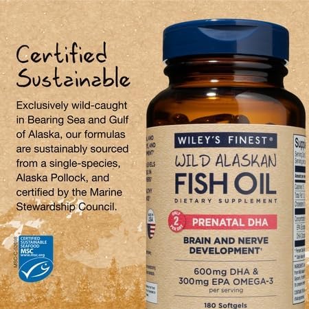 Wiley's Finest Prenatal DHA Fish Oil Softgels 900mg softgel close-up