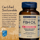 Wiley's Finest Prenatal DHA Fish Oil Softgels with dosage information