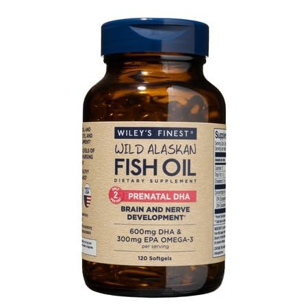 Wiley's Finest Prenatal DHA Omega-3 Fish Oil 900mg softgels front view