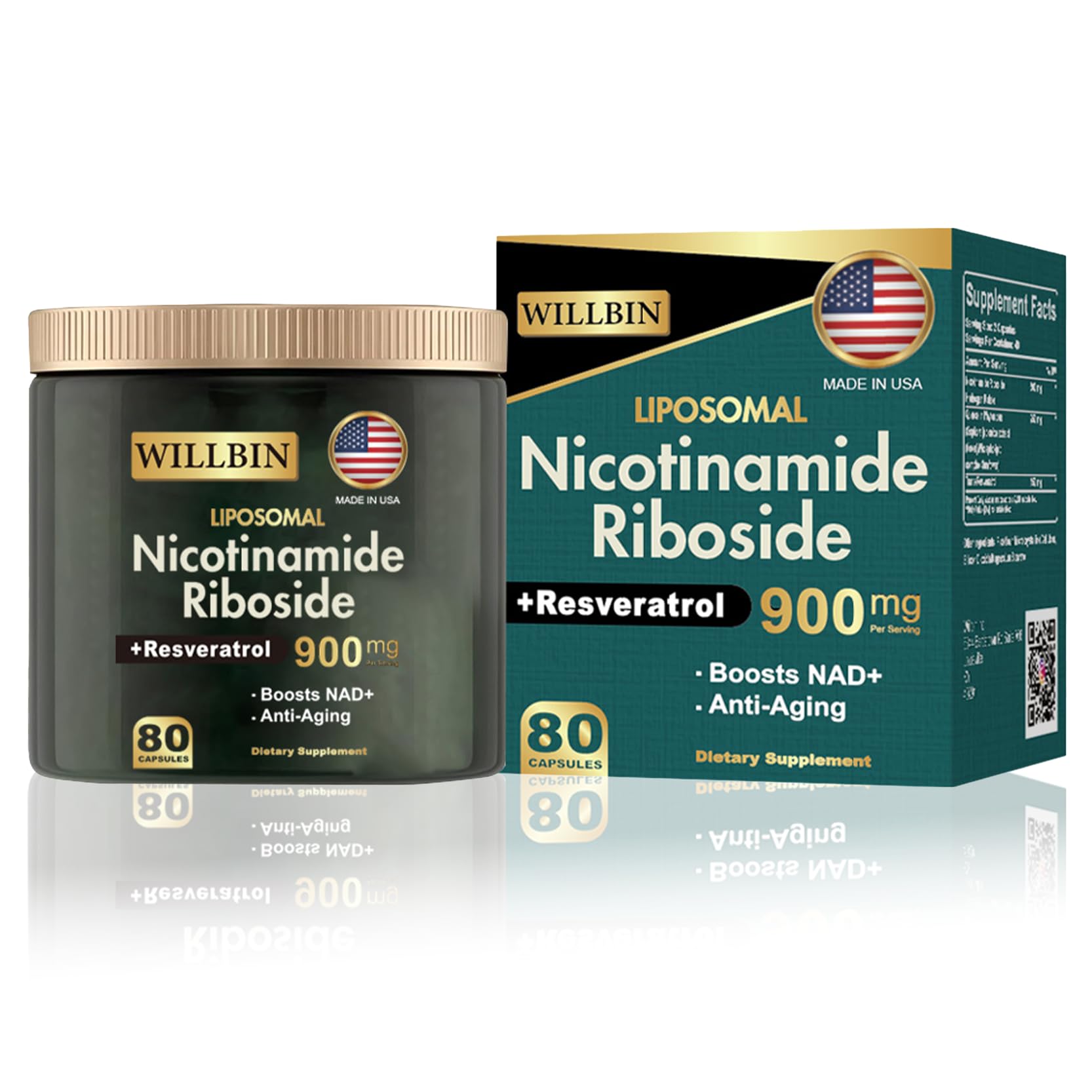 Willbin Resveratrol 900mg NAD+ Formula bottle front view