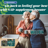Willbin Resveratrol 900mg NAD+ Formula bottle with natural background