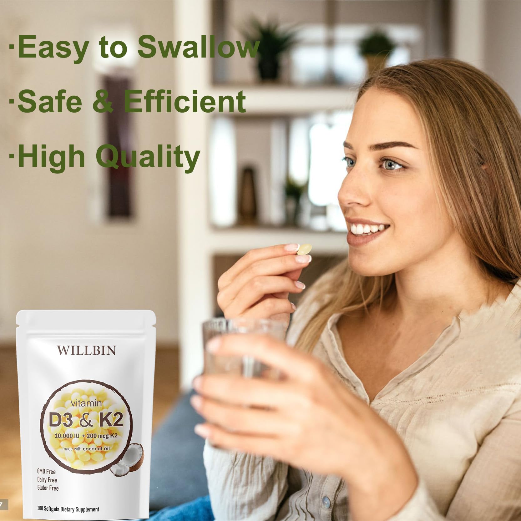 Willbin Vitamin D3 and K2 Softgels packaging