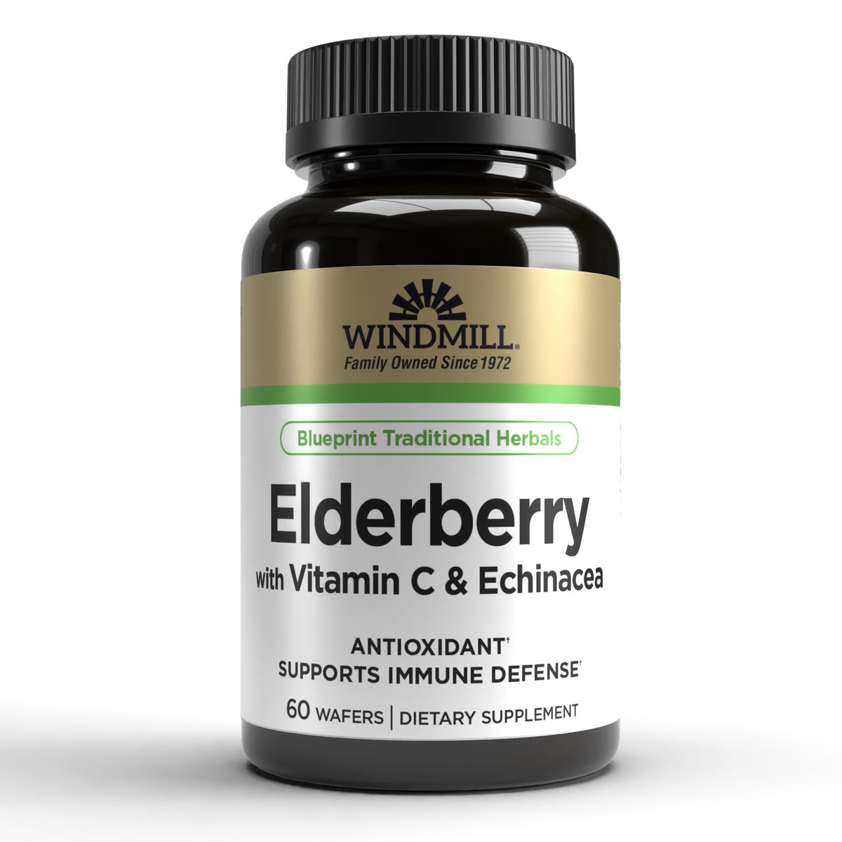 Windmill Elderberry with Vitamin C and Echinacea 60 chewable wafers front view